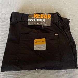New Ariat Work Men's Black Rebar M4 Relaxed Straight Leg Pants Size 36x30